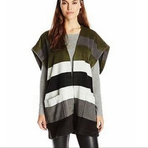 Lucky Brand wool green white stripe vest